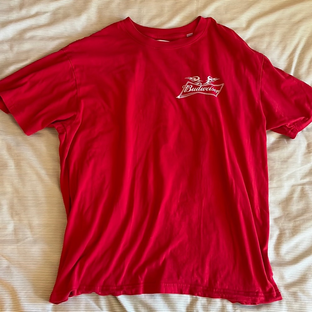 Red Budweiser T Shirt. Medium